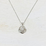 SS CZ Flower Pendant Necklace 18”