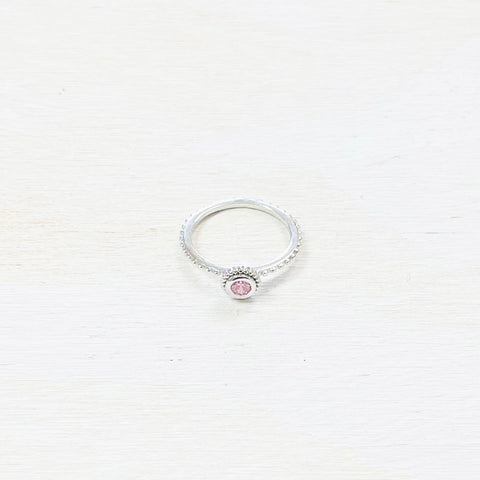 Sterling Silver Estate Light Pink Stone Ring