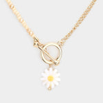 Fashion Beaded Flower Toggle Necklace Set