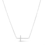 Silver Pave Skinny Cross Necklace