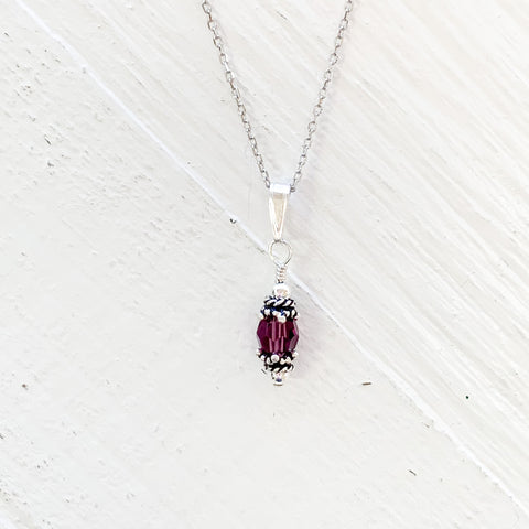Sterling Silver February Crystal Necklace