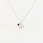 Sterling Silver July Flower Necklace