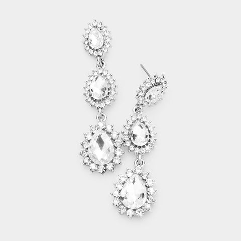 Fashion Silver Tone Teardrop Dangle Earrings