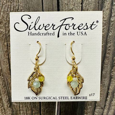 Silver Forest Gold Leaf Earrings