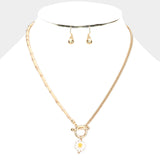 Fashion Beaded Flower Toggle Necklace Set