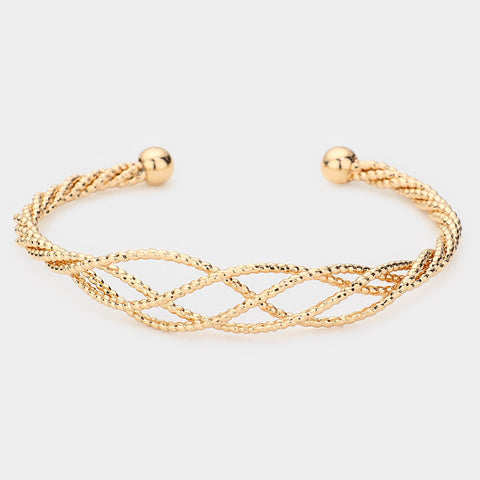 Fashion Gold Tone Twisted Cuff