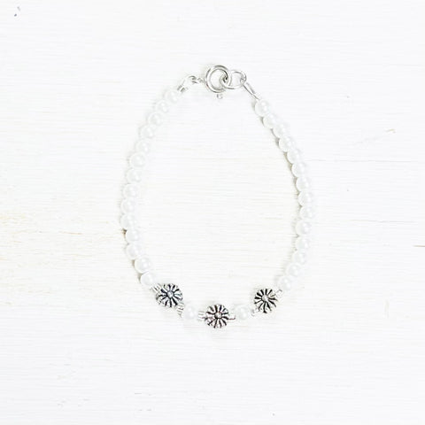 Pearl & Flower Baby Bracelet