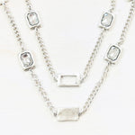 Fashion Rectangles w/ Clear Stones Long Necklace