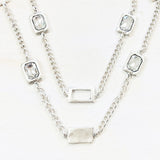 Fashion Rectangles w/ Clear Stones Long Necklace