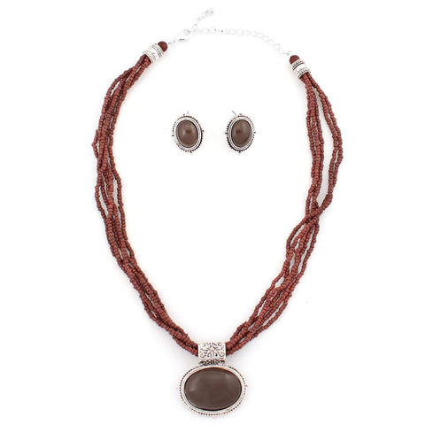 Fashion Brown Beaded Necklace Set