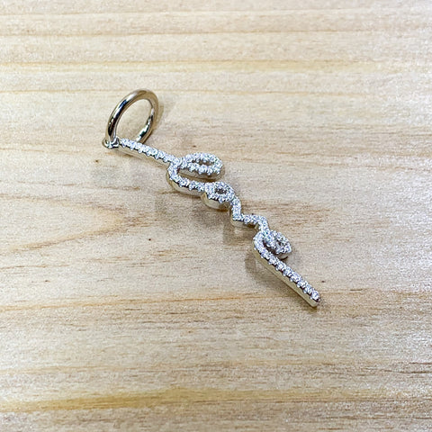 Sterling Silver Pave Love Script Charm