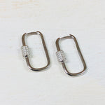 Sterling Silver Carabiner Earrings w/ CZ Accent