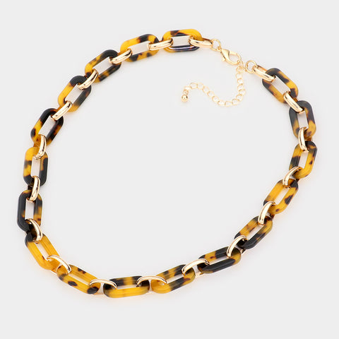 Fashion Open Link Tortoise Shell Necklace Set