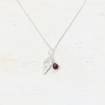 Sterling Silver July and Leaf Charm Necklace