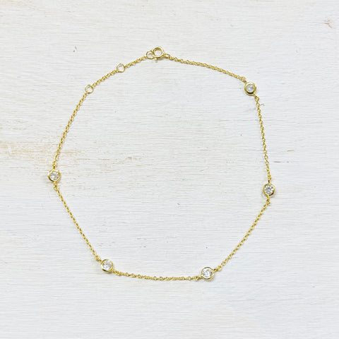 SS Gold Plated CZ Anklet