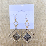 Hammered Double Square Dangle Earring