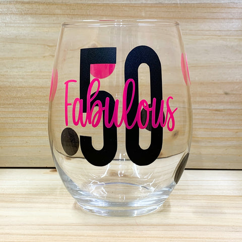 Fabulous 50 Stemless Wine Glass