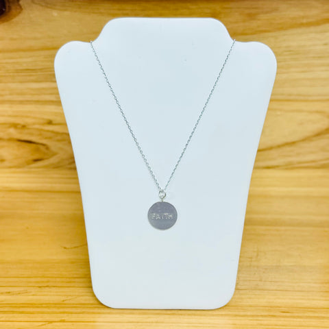 Sterling Silver Faith Disc Necklace