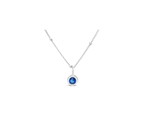 Sapphire CZ Bezel Necklace (September)
