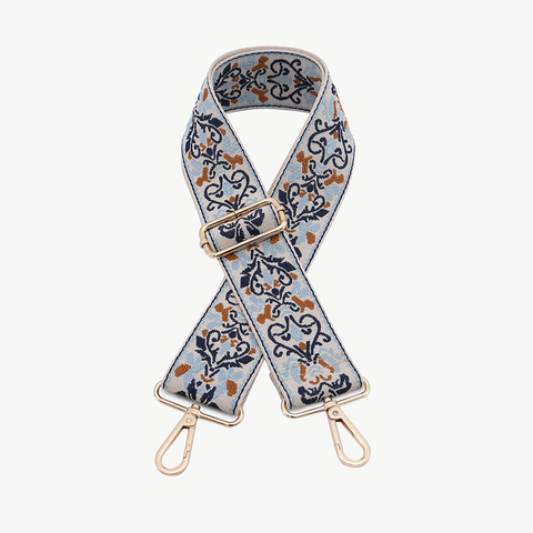 Boho Vine Guitar Strap Navy/Lt. Blue