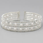 Fashion Pearl & Rhinestone Pave Cuff Bracelet