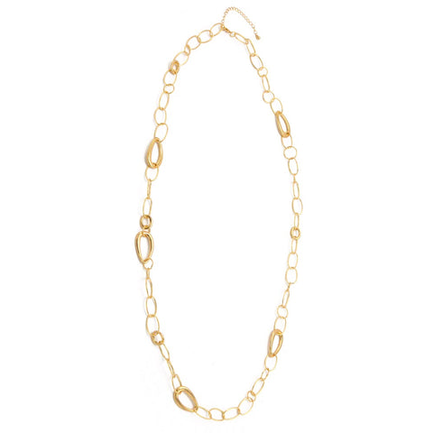 Fashion Gold Tone Tear Drop Link Necklace