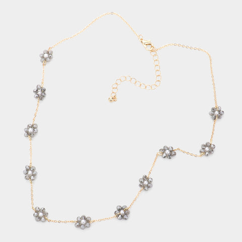 Fashion Flower Glass Beads Necklace