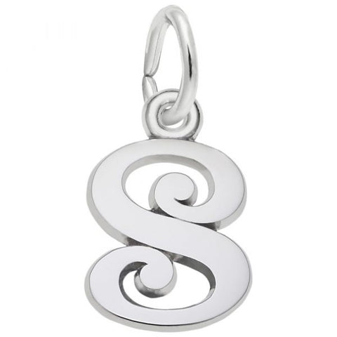 Sterling Silver Curly Initial S Accent Charm