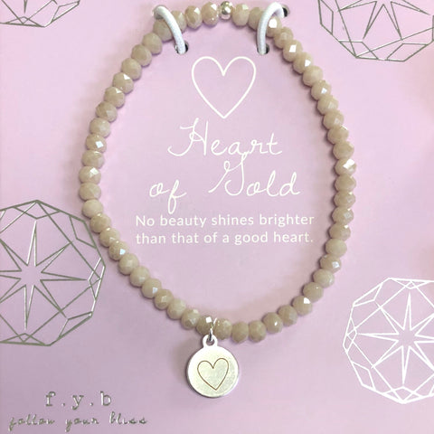 Heart of Gold Mystic Taupe Crystal Stretch Bracelet