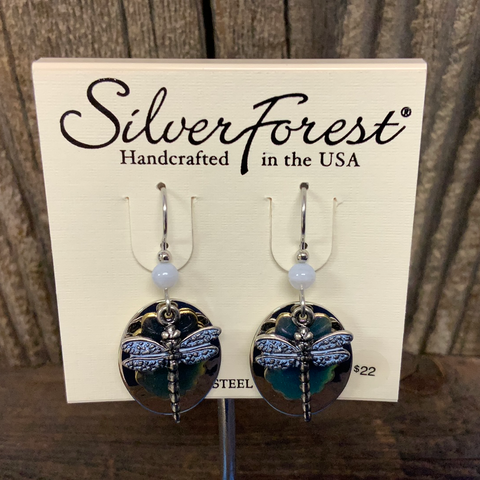 Dragonfly Silver Forest Earrings