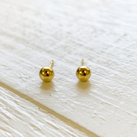 Sterling Silver 5mm Yellow Ball Studs
