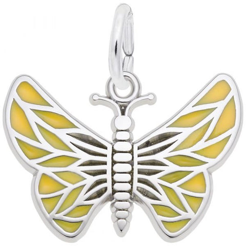 Sterling Silver Painted Wings Butterfly Charm