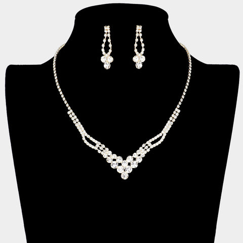 Fashion Gold Tone Rhinestone Necklace and Earring Set