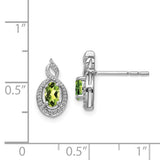 Sterling Silver August Genuine Peridot and Diamond Studs