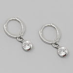 Round Stone Dangle Huggie Earring