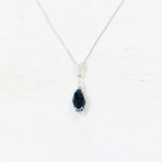 Sterling Silver Black  Crystal Teardrop Necklace