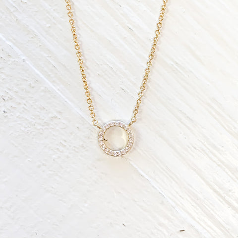Mini Open Circle Pave Fashion Necklace