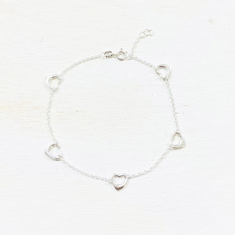 Sterling Silver Open Hearts Bracelet