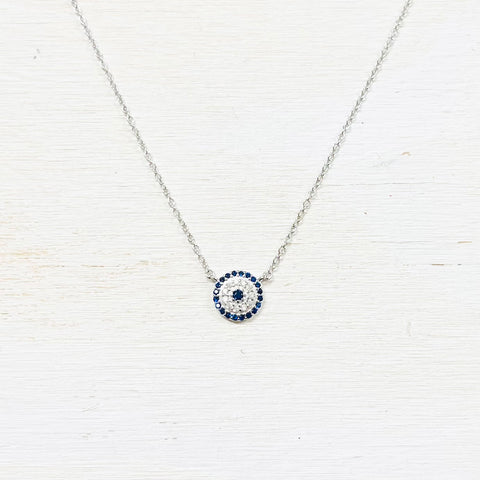 SS CZ Halo Necklace 16-18”