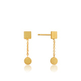 Gold Two Shape Drop Earrings