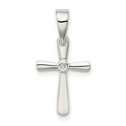 Sterling Silver Cross w/ CZ Necklace
