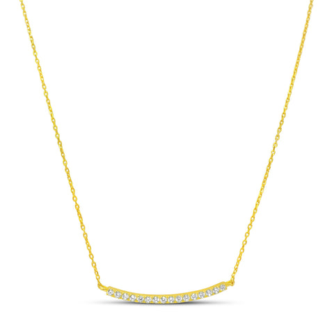 Gold Pave Smile Bar Necklace