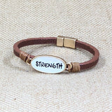 Magnetic Faux Leather STRENGTH Bracelet