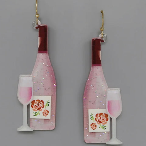 Fashion Rose Bottle Resin Drop Earrings
