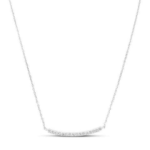 Silver Pave Smile Bar Necklace