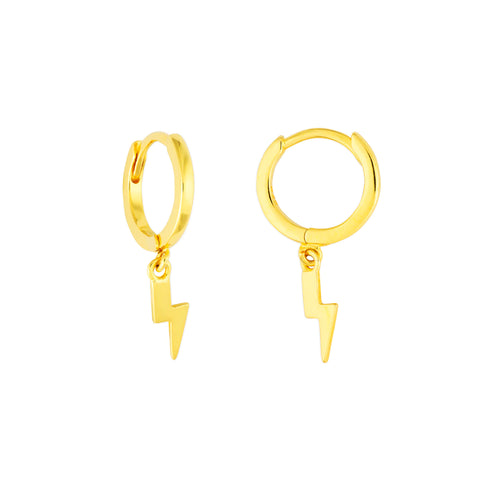 Lightening Gold- Tone Sterling Silver Huggie Hoops