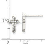 Sterling Silver CZ Cross Stud Earrings