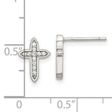 Sterling Silver CZ Cross Stud Earrings