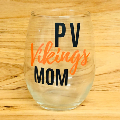 PV Vikings Mom Stemless Wine Glass