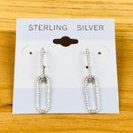 Sterling Silver CZ Paperclip Dangle Earrings